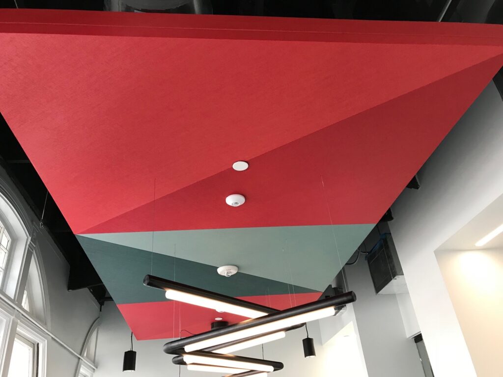 beautiful stretch ceiling in a commercial office space